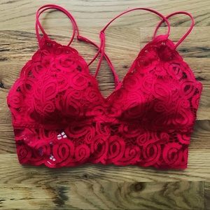 red bralette